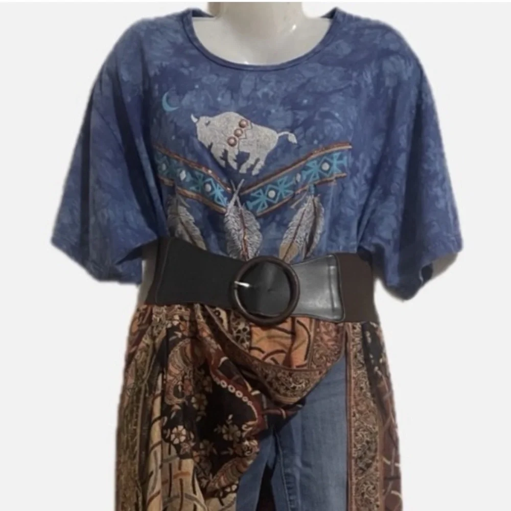 Upcycled boho maxi t-shirt dress. - Picture 3 of 11